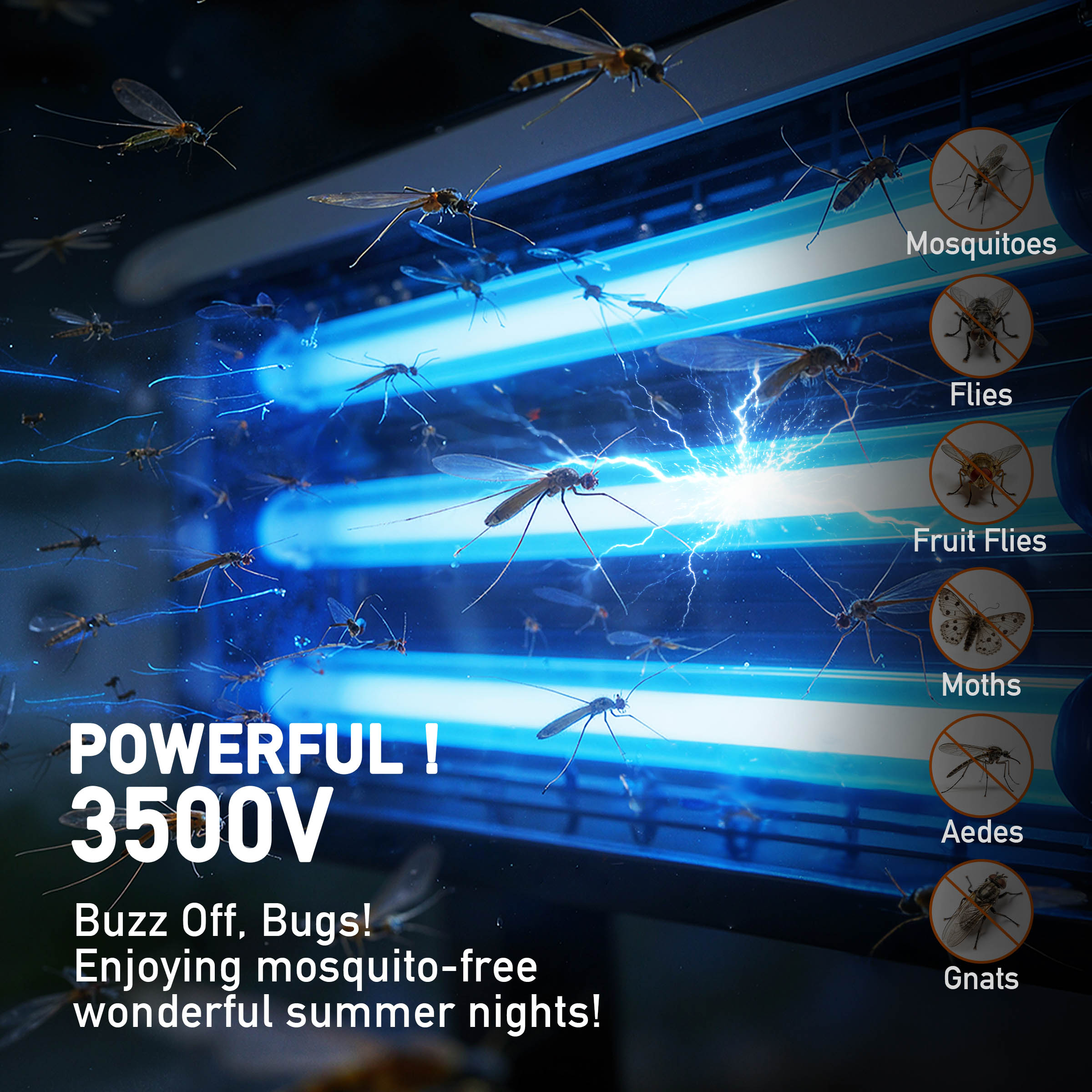 Hykoont 30W Solar LED Bug Zapper Light Pro Triple Tube Dusk-to-Dawn