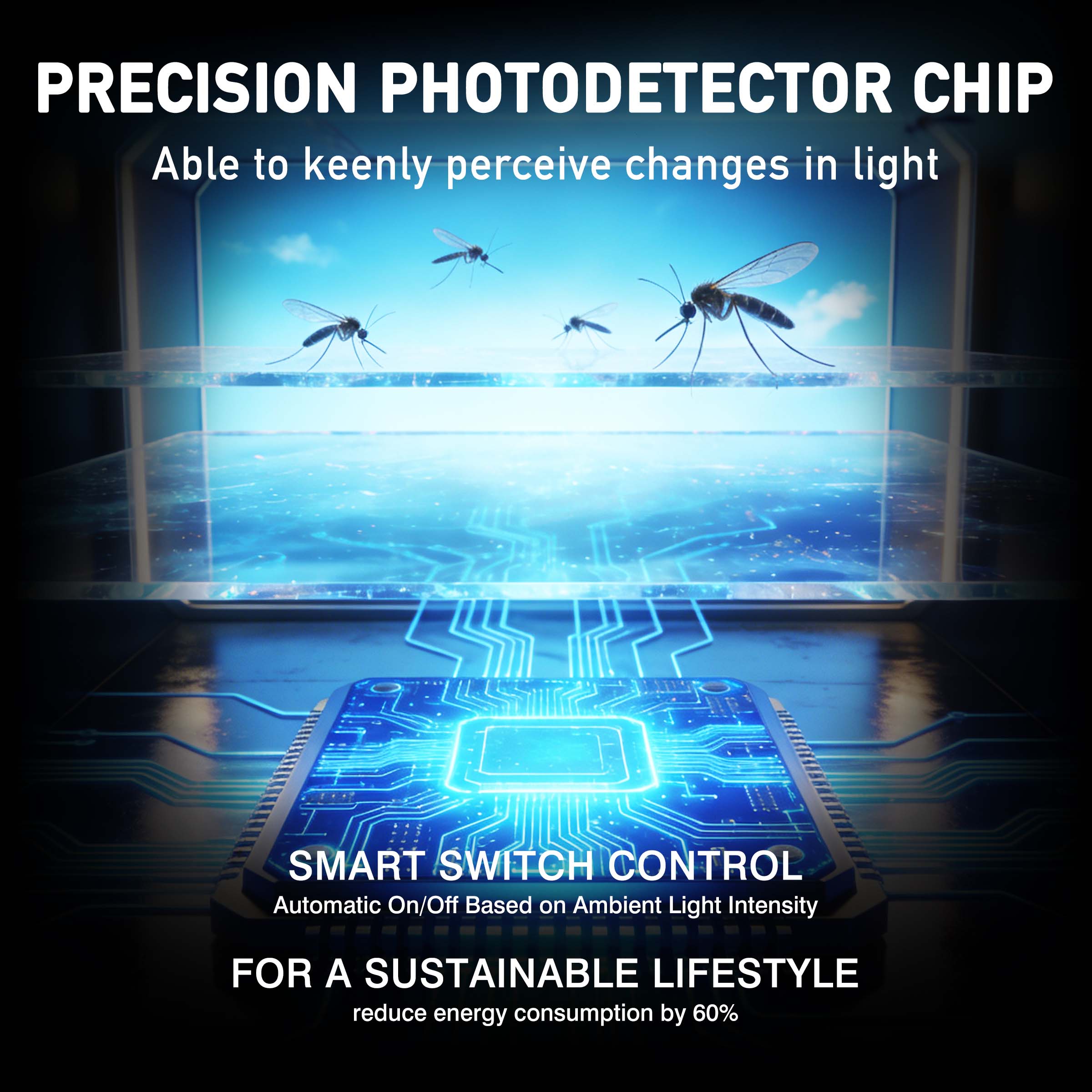 Hykoont 19W Solar LED Bug Zapper Light Standard with Triple UV Tubes Ground Stake & Hanging Design IPX4