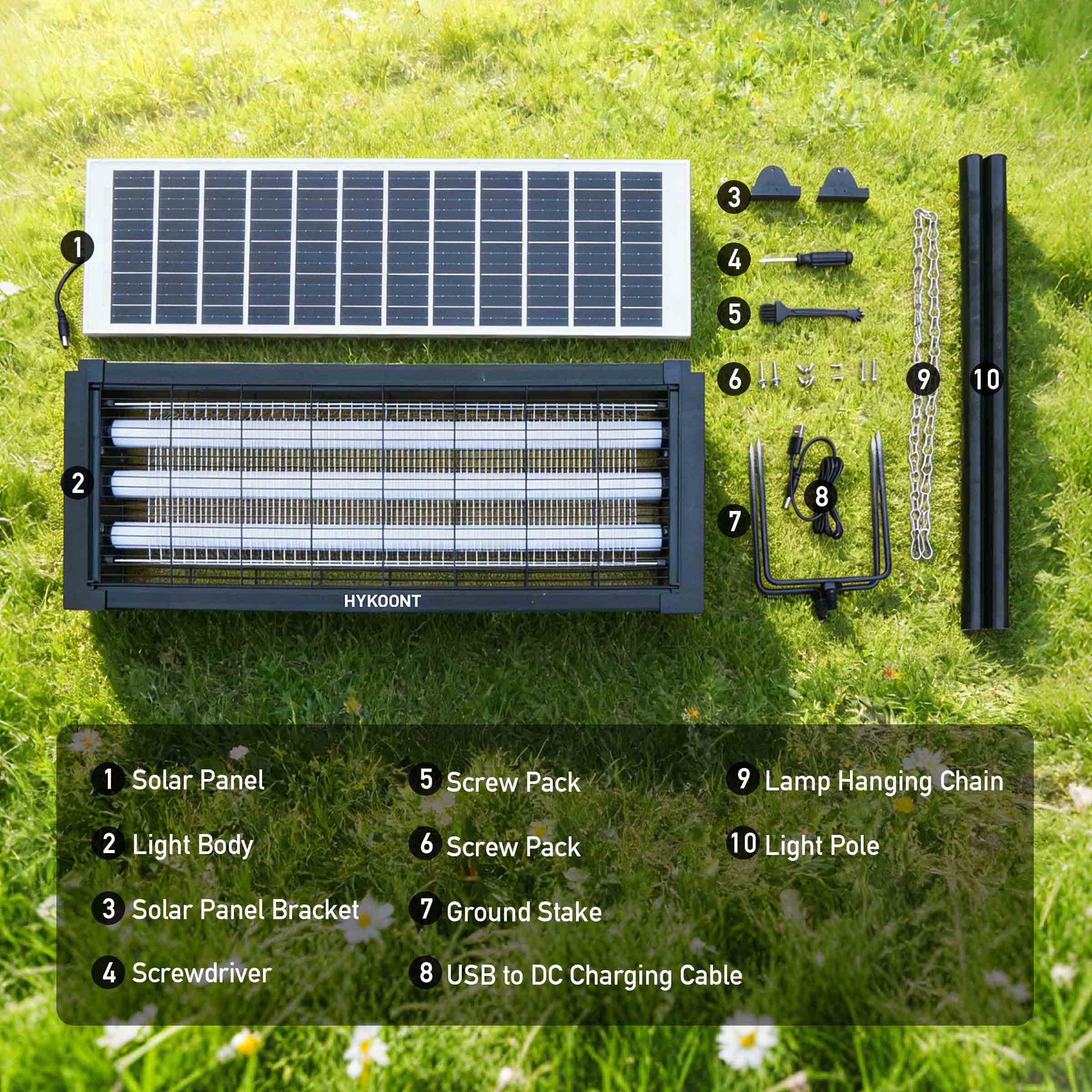 Hykoont 19W Solar LED Bug Zapper Light Standard with Triple UV Tubes G