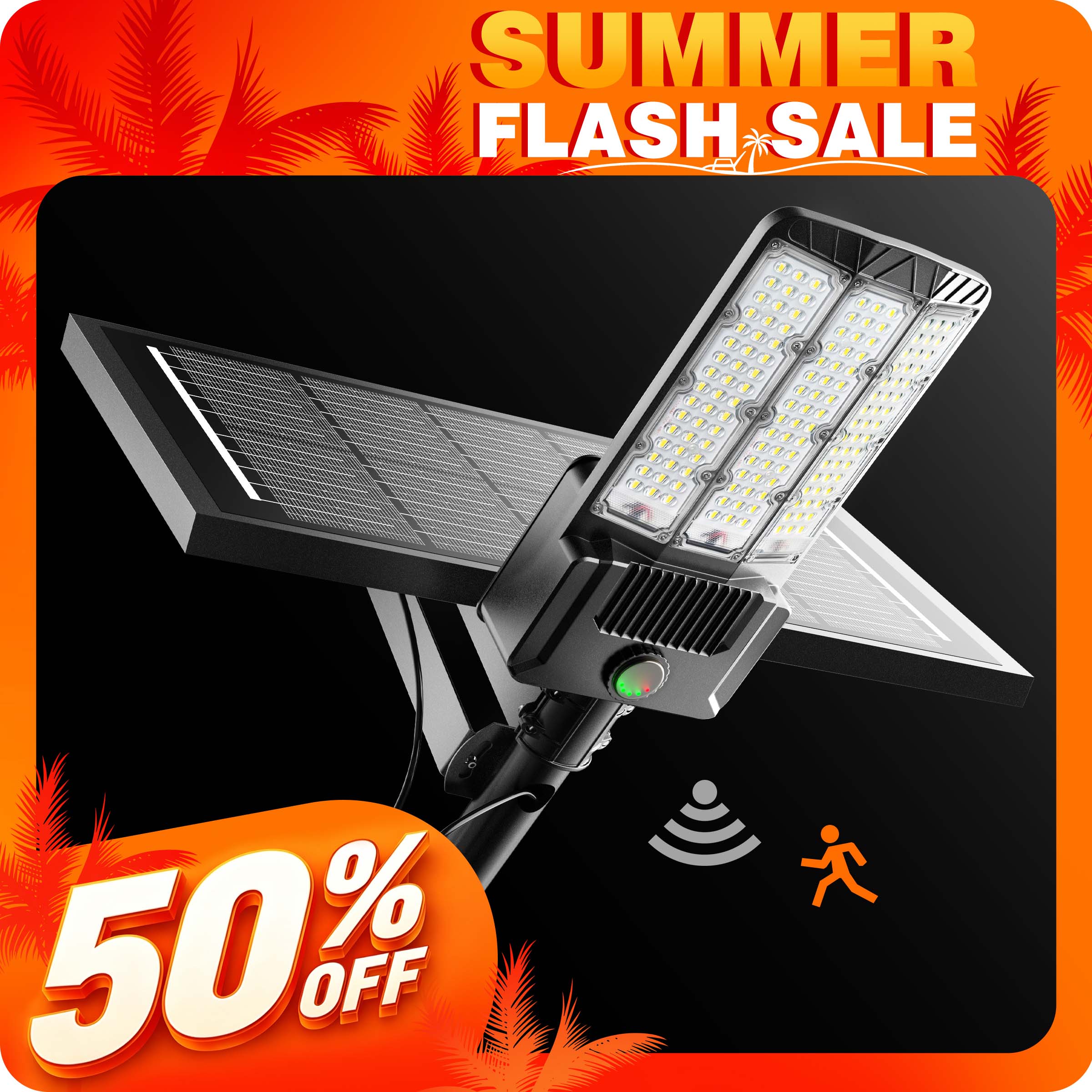 Hykoont SZ300 Commercial Solar Street Lights 400W 60000LM Mono Solar Panel with Die-Cast Aluminum