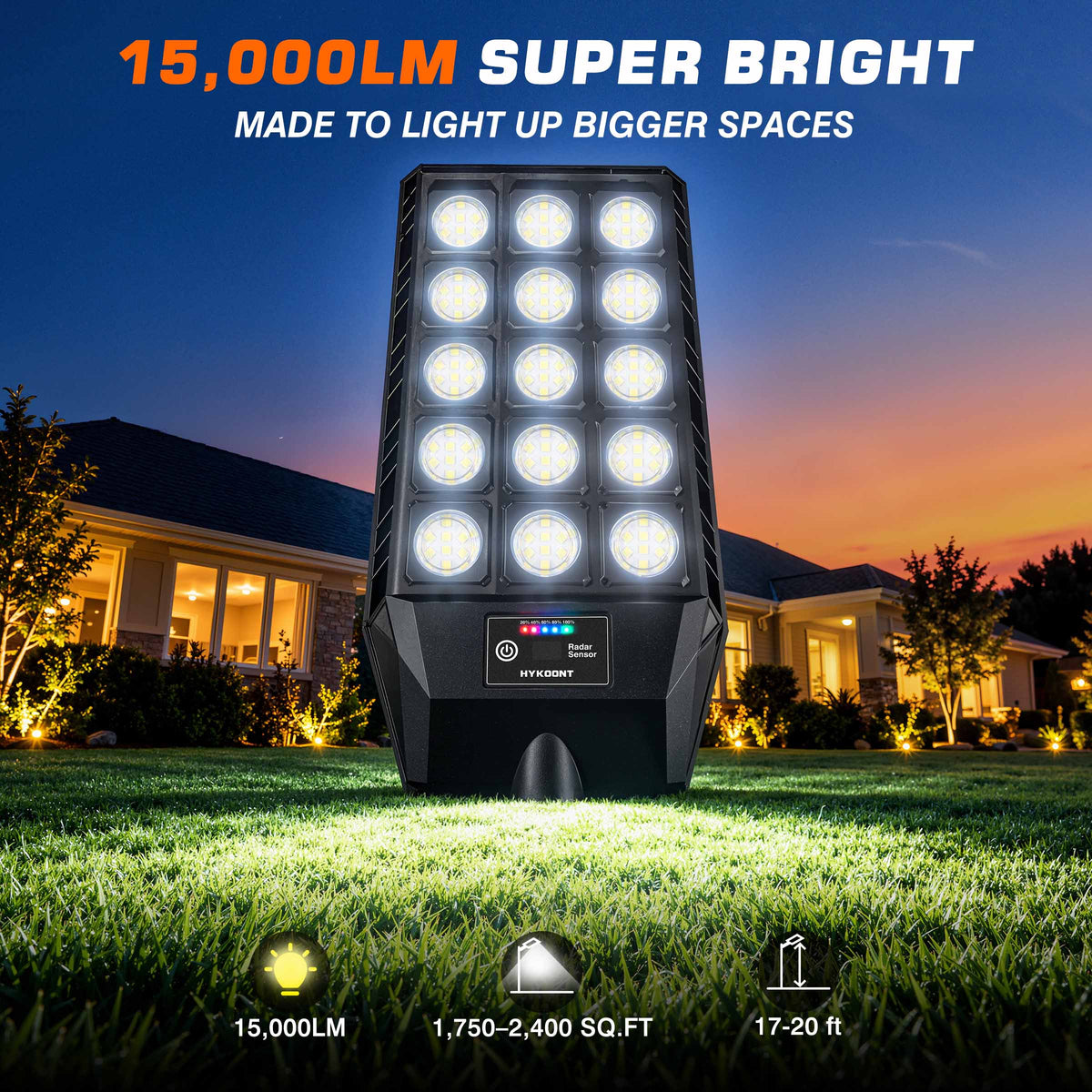Hykoont TW015 15000LM Large Lens Solar Street Light Pre-Order (Ships in 1 month)
