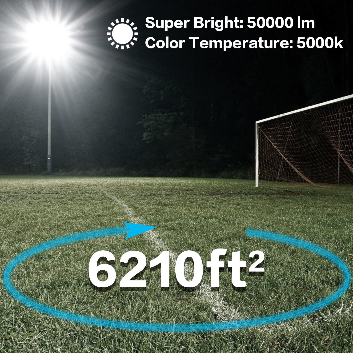 Hykoont LF165W-2 500W LED Flood Light Outdoor 50000 Lumens 2 Pack