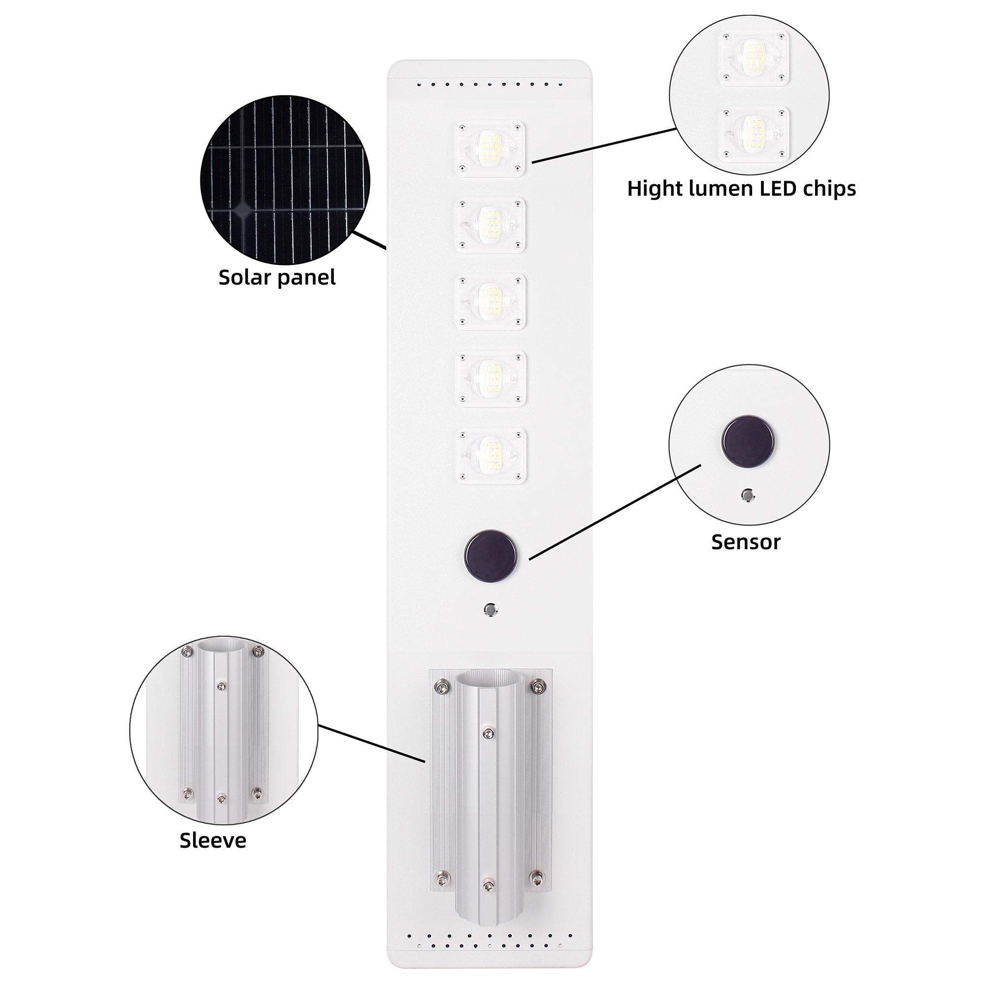 YK60 60W 9600LM Smart Solar Street Light with 144WH Li-FePO4 and Intelligent MPPT Control