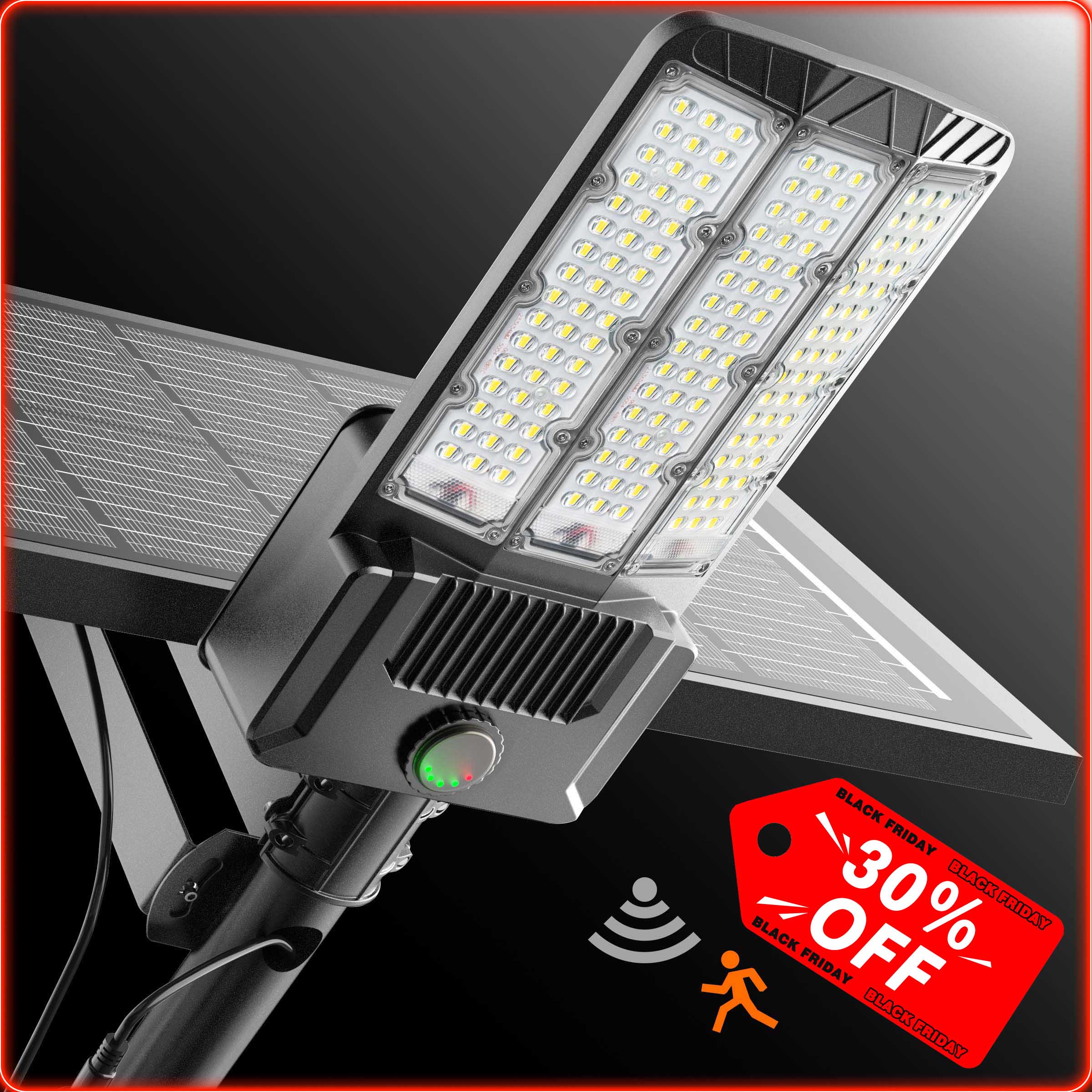 Hykoont SZ300 Commercial Solar Street Lights 400W 60000LM Mono Solar Panel with Die-Cast Aluminum