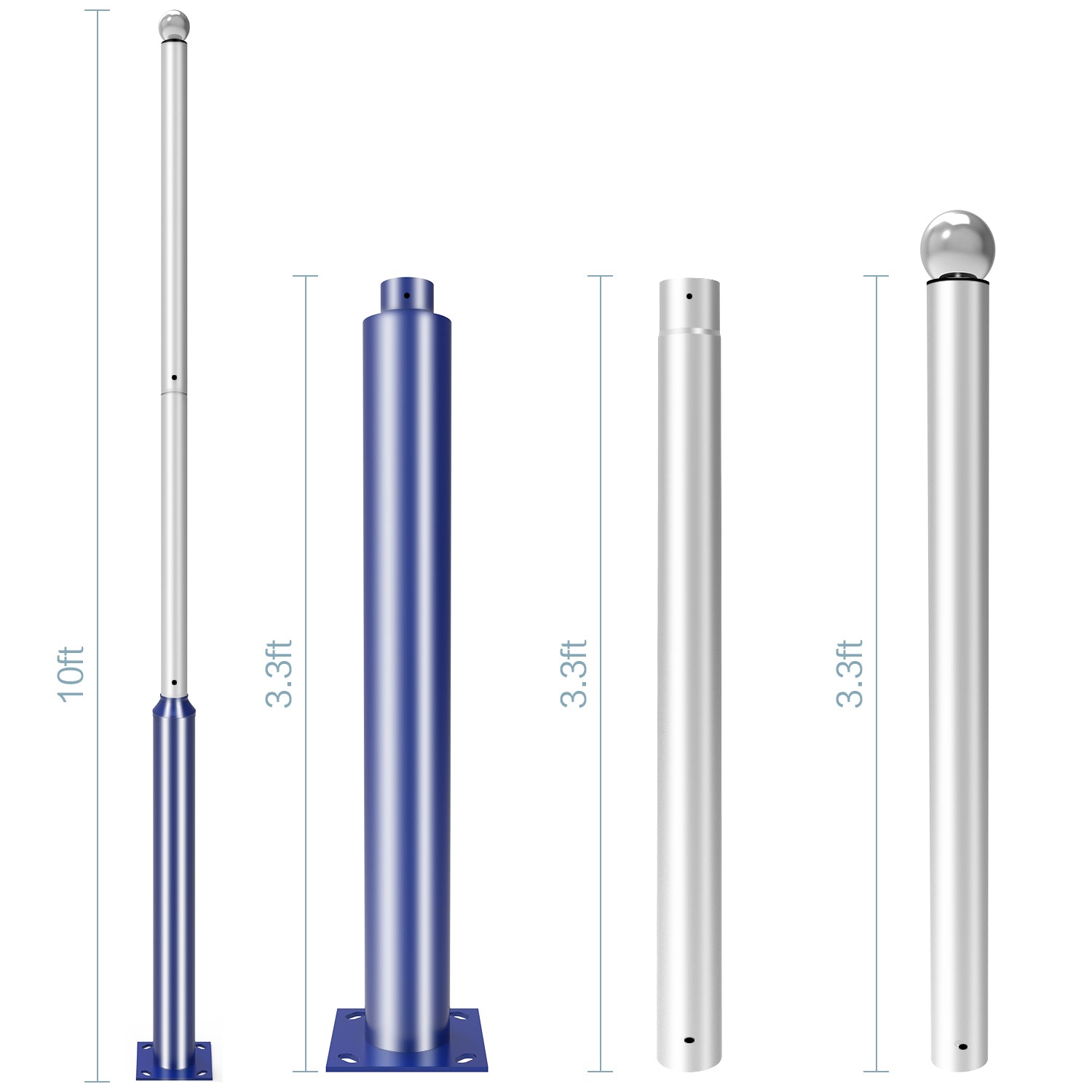 Street Light Pole 3.3-10ft Tall Blue – Hykoont